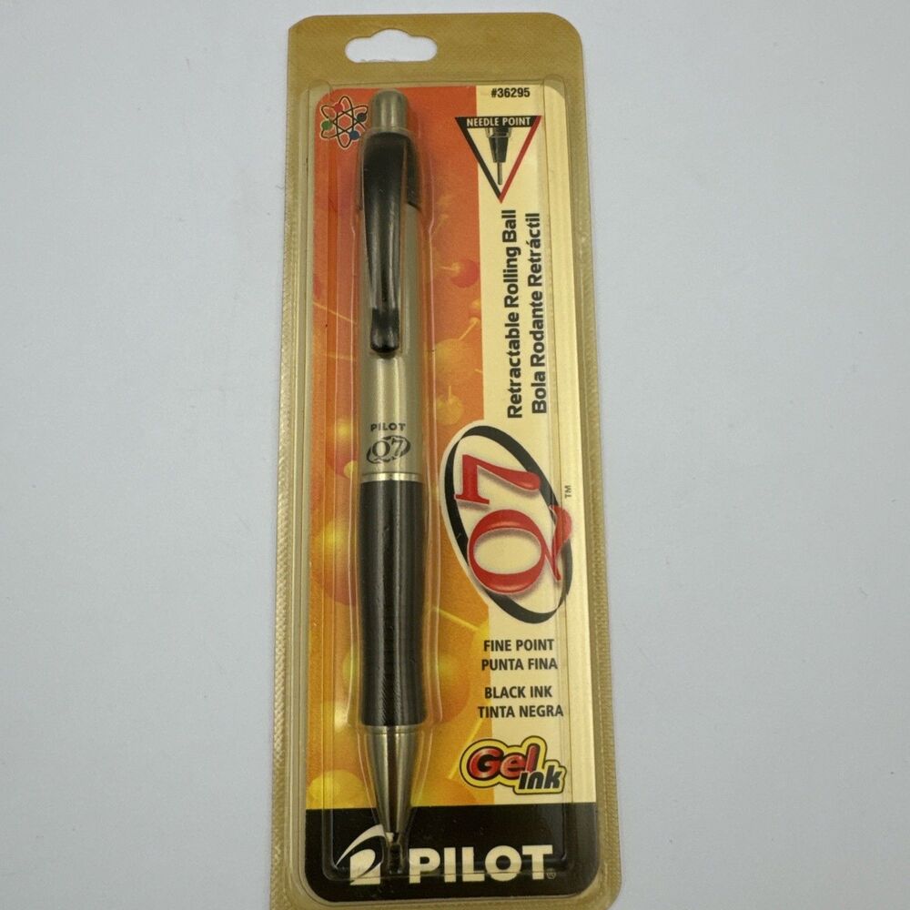 Pilot Q7 Gel Ink Pen Needle‎ Point Rollerball Black Ink Silver Barrel New